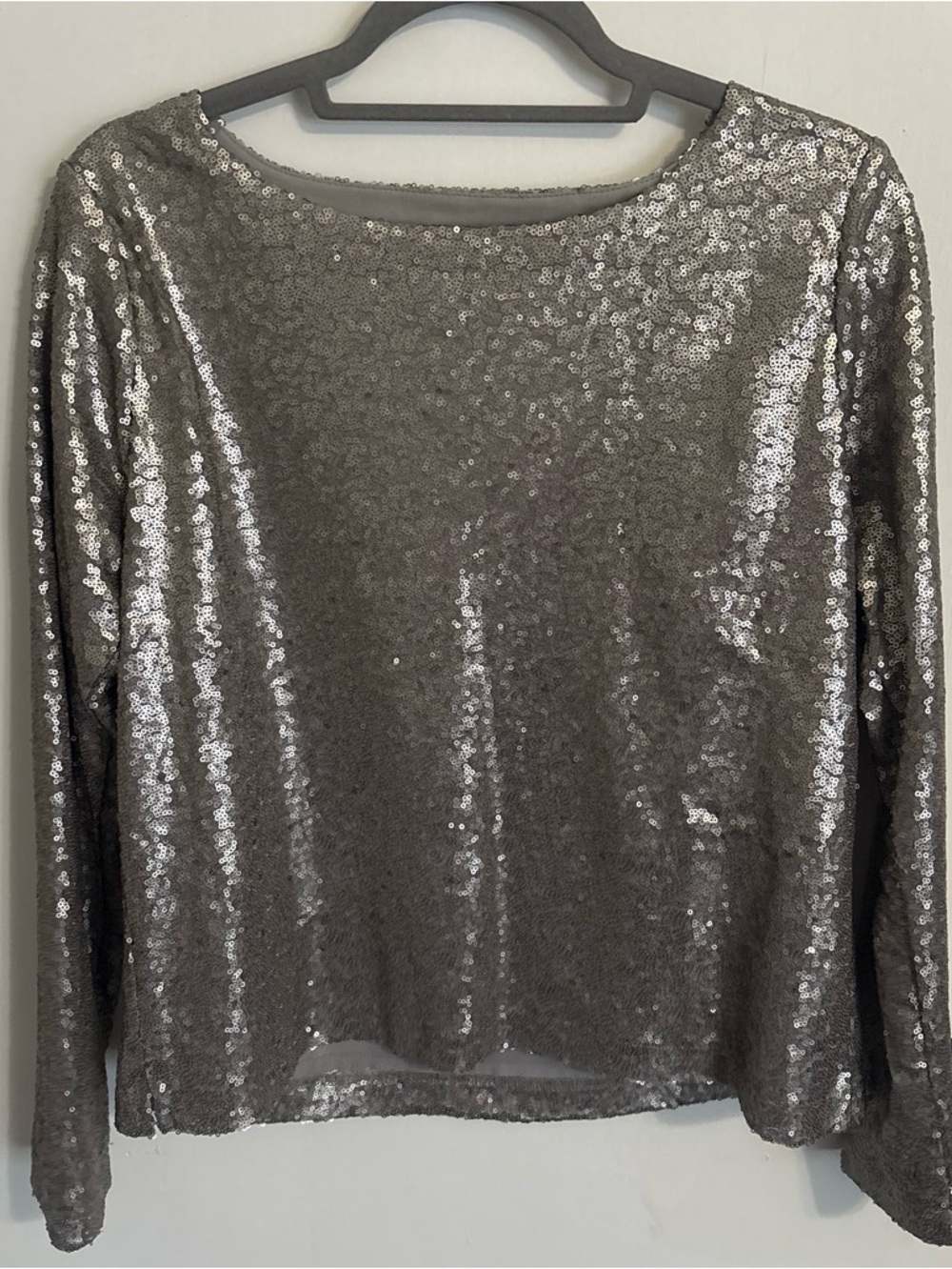 Silver Sequin Long-Sleeve Women’s Top